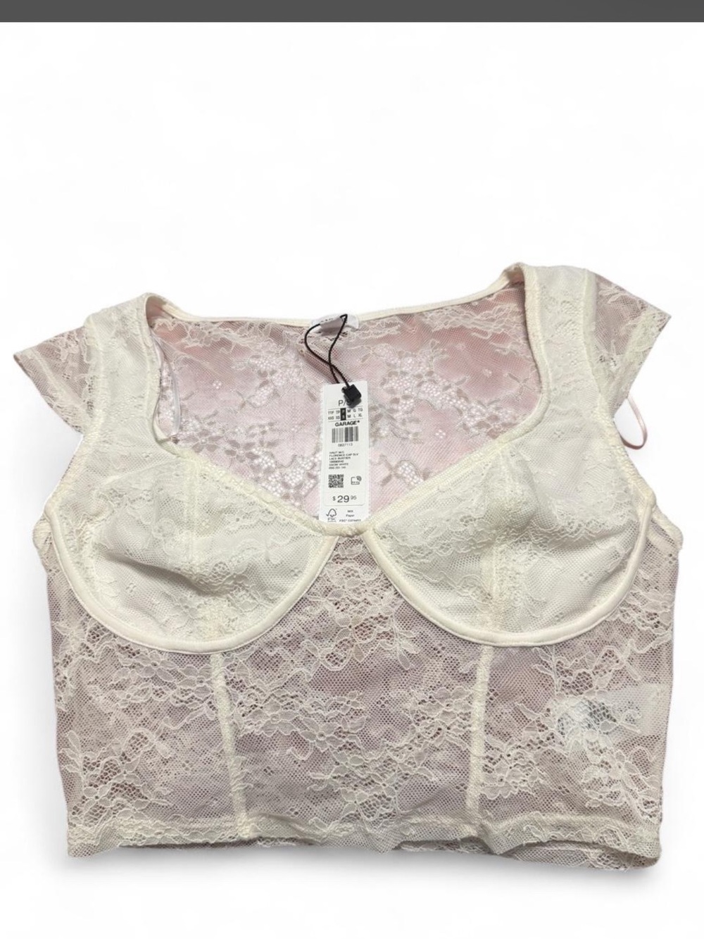 Garage Lace Crop Top in Cream